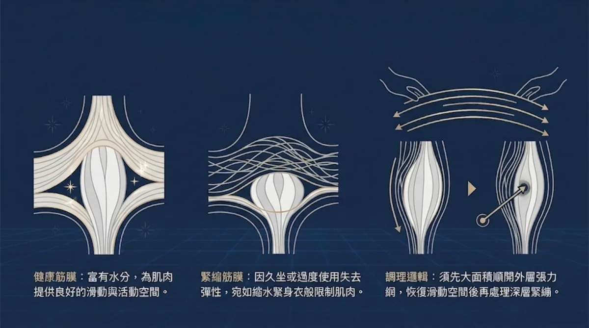 緊縮筋膜與健康筋膜狀態比較