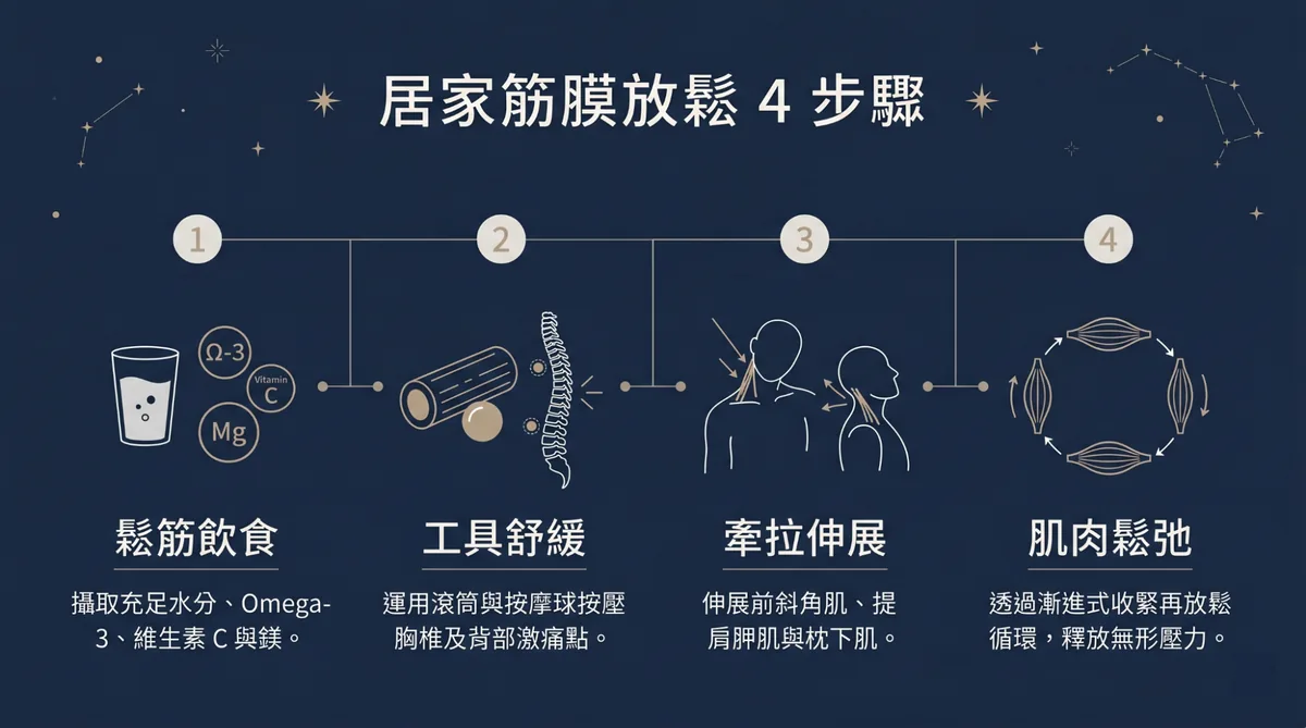 日常筋膜保養與居家肌肉放鬆的四個實用步驟