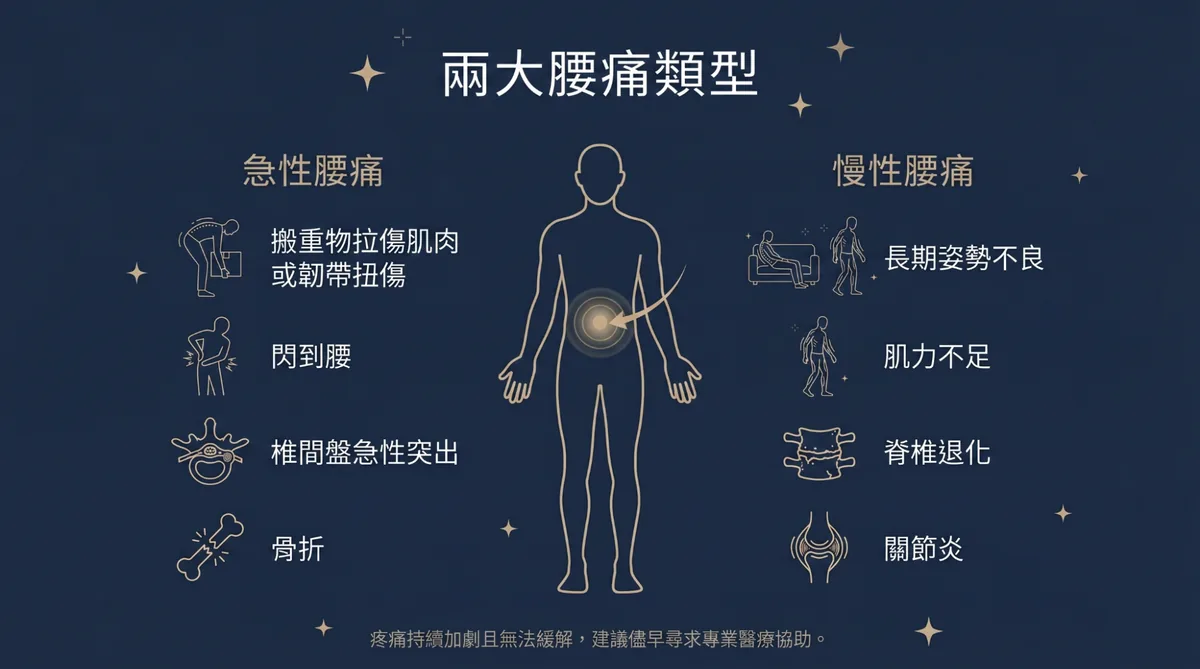 兩大腰痛類型，急性腰痛與慢性腰痛